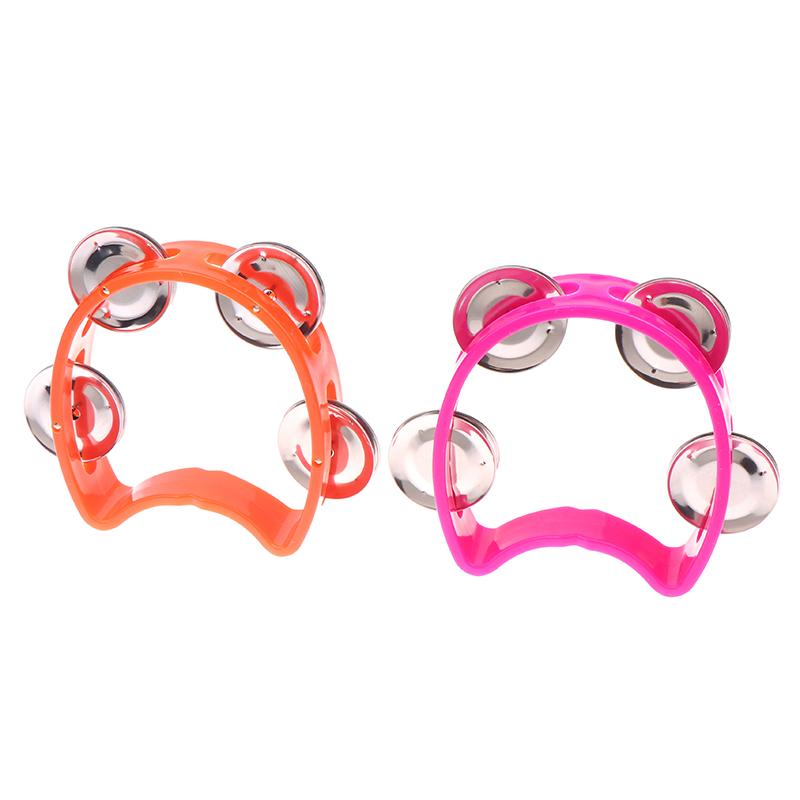 Kindergarten Hand-Held Tambourine Metal Bells Plastic Rattle Ball Percussion Ktv Party Kids Game Toy Musical Instrument