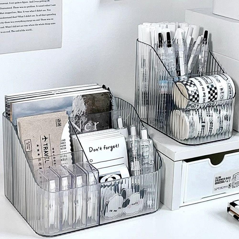 Multi-function Desktop Storage Box Transparent Cosmetics Organizer Box Makeup Brushes Holder
