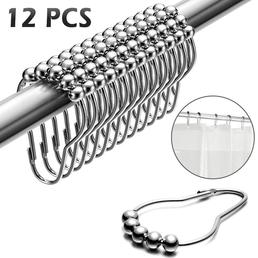 Shower Curtain Hooks Rustproof Curtain Rings Stainless Steel Curtain Hooks Roller Glide Shower Hook Ring for Window Shower Rods