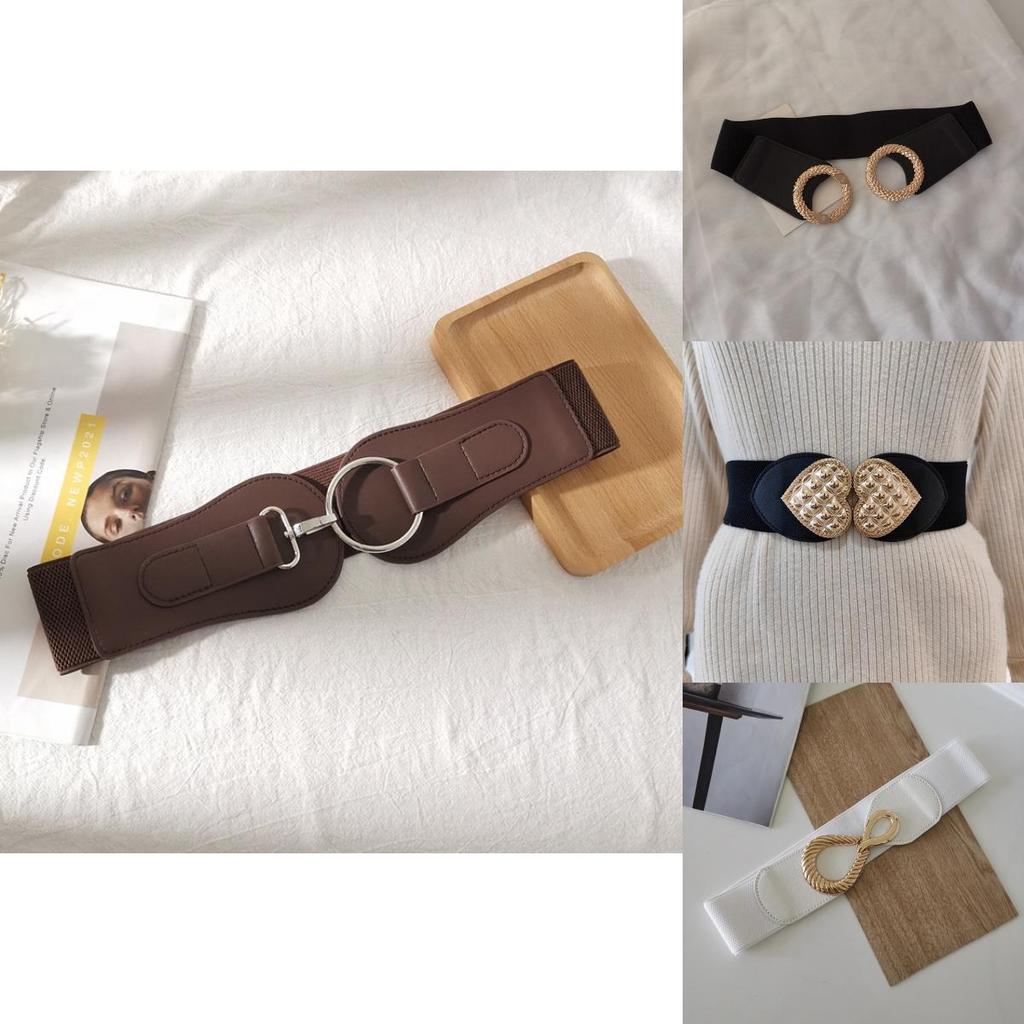 Minimalist Black Leather Look Waist Belt For Casual Dresses With Metal Closure