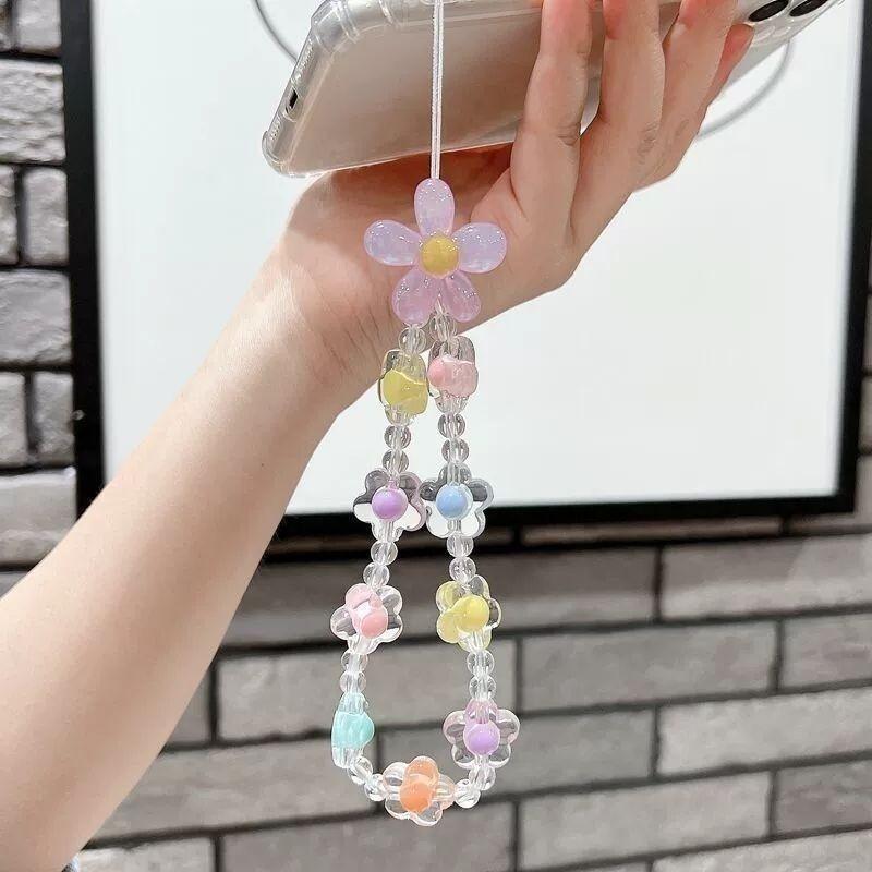 

Spring And Summer New Trendy Japanese And Korean Beaded Four-Leaf Bracelet And Elegant Decorated Floral Jewelry. One Size розовый