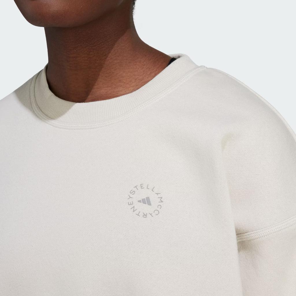 Adidas X Stella McCartney Pure Logo Loose Round Neck Long Sleeve Sweatshirt Women Tops Off-White IQ2637