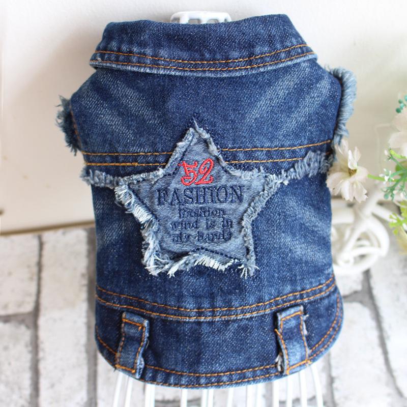 

Красивый питомец Деним Модный бренд Кошка Померанский шпиц Чихуахуа Маленькая собака Одежда для собак Весна и осень XXL