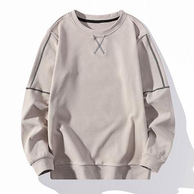Nueva Sudadera Cálida de Invierno de Terciopelo Alemán a Rayas de Doble Cara para Hombre con Cuello Redondo, Sudadera Pulóver Básica Gruesa con Terciopelo Añadido