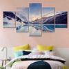 Canvas Art Print of Nature Bow Lake Canadian Rockies Wallpaper Mountain Pictures Modern Living Room, Wall Painting Decor 5 PCs No Frame