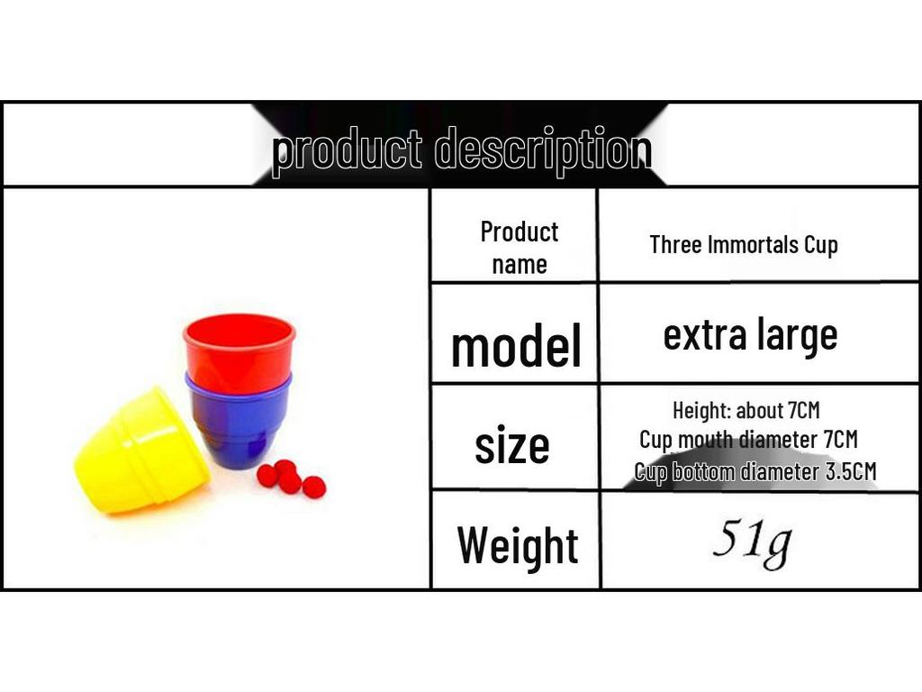 Magic Props - Three Immortals Cups Set: Extra Large, Large, Medium, Small.