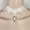 White Lace Pearl Tassel Choker Necklace - Retro Bridal Clavicle Chain