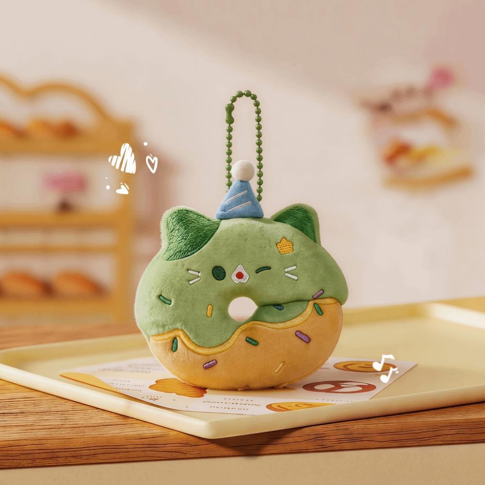 Little Cat Donut Cat Plush Keychain Soft Plush Decorative Charm Plush Doll Keychain Bestie Gift