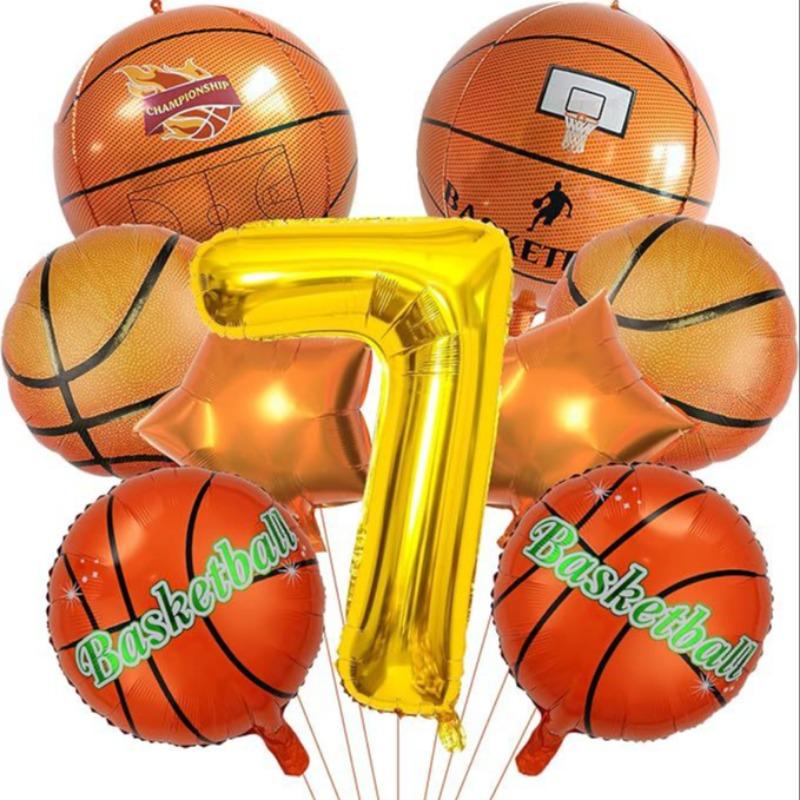 18-inch aluminum foil basketball-shaped balloons for boys' parties, ideal for decorating children's birthday parties