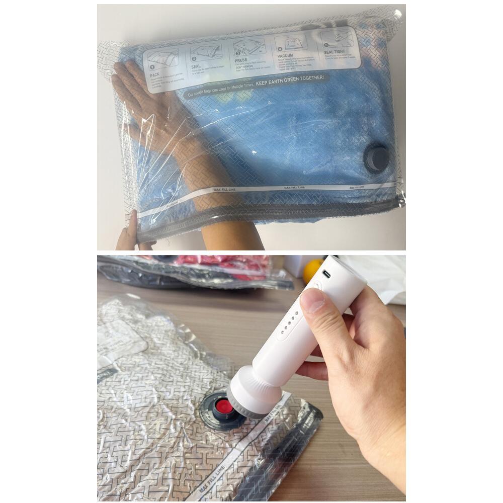 Vacuum Storage Bags with Electric Pump Valve Space Saver Compression Sealed Organizer for Clothes Wardrobe Travel Luggage Reusable Large Capacity