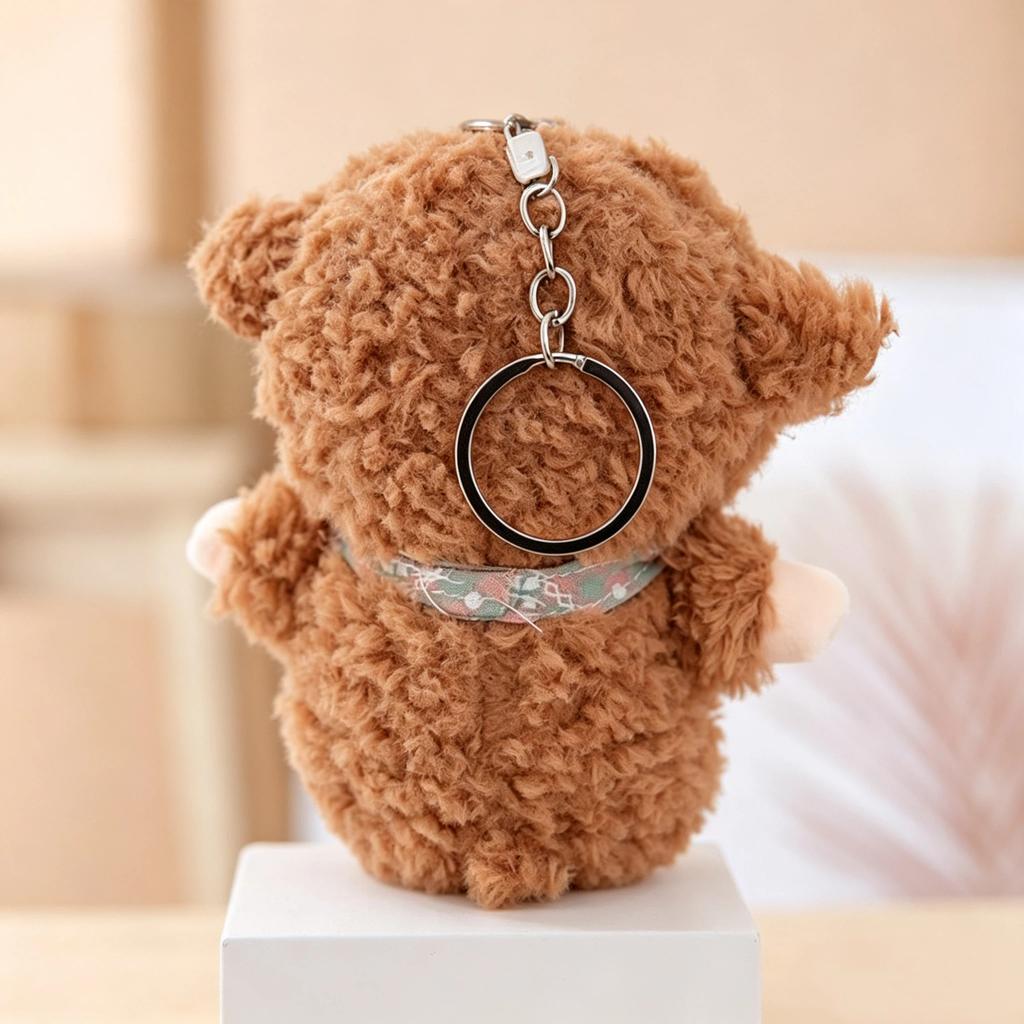 Cute Plush Bib Sheep Keychain Cartoon Animal Stuffed Charm for Backpack Decoration Girls Easter Gift