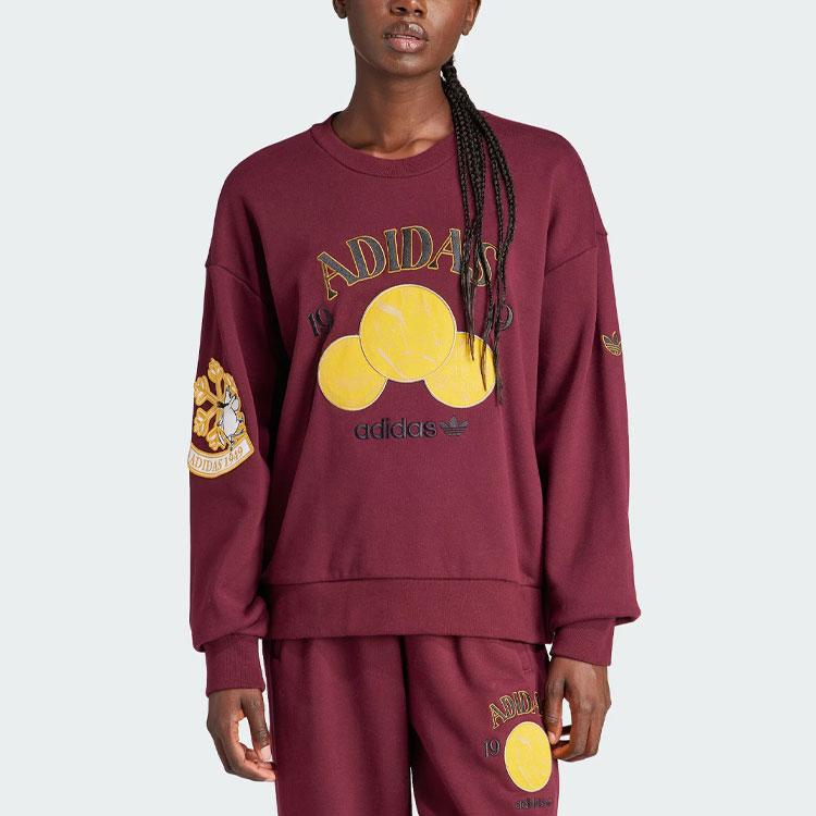 Adidas Originals Moomin Embroidered Letter Pattern Sweatshirt Women Tops Maroon IL2447
