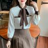 Fashion Chiffon Blouse Women With Bow Tops Office Lady Elegant Womens Shirt Sweet Loose Female Clothing Blusas 24693