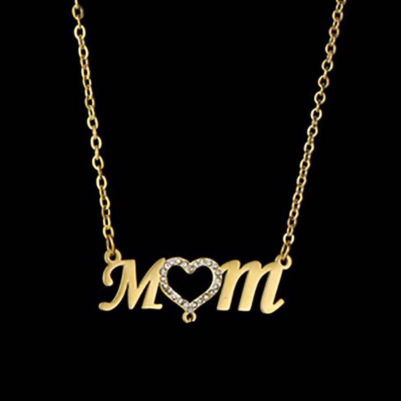 Diamond-Inlaid "MOM" Engraved Necklace with Personalized Paw Print Pendant
