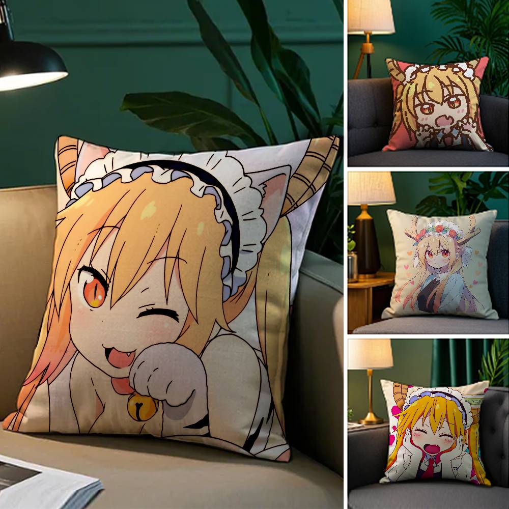Miss Kobayashi’s Dragon Maid-B Anime Pillow Case Comfort Sofa Bed Silky Elegant Invisible Zipper Decorative Cushion Cover