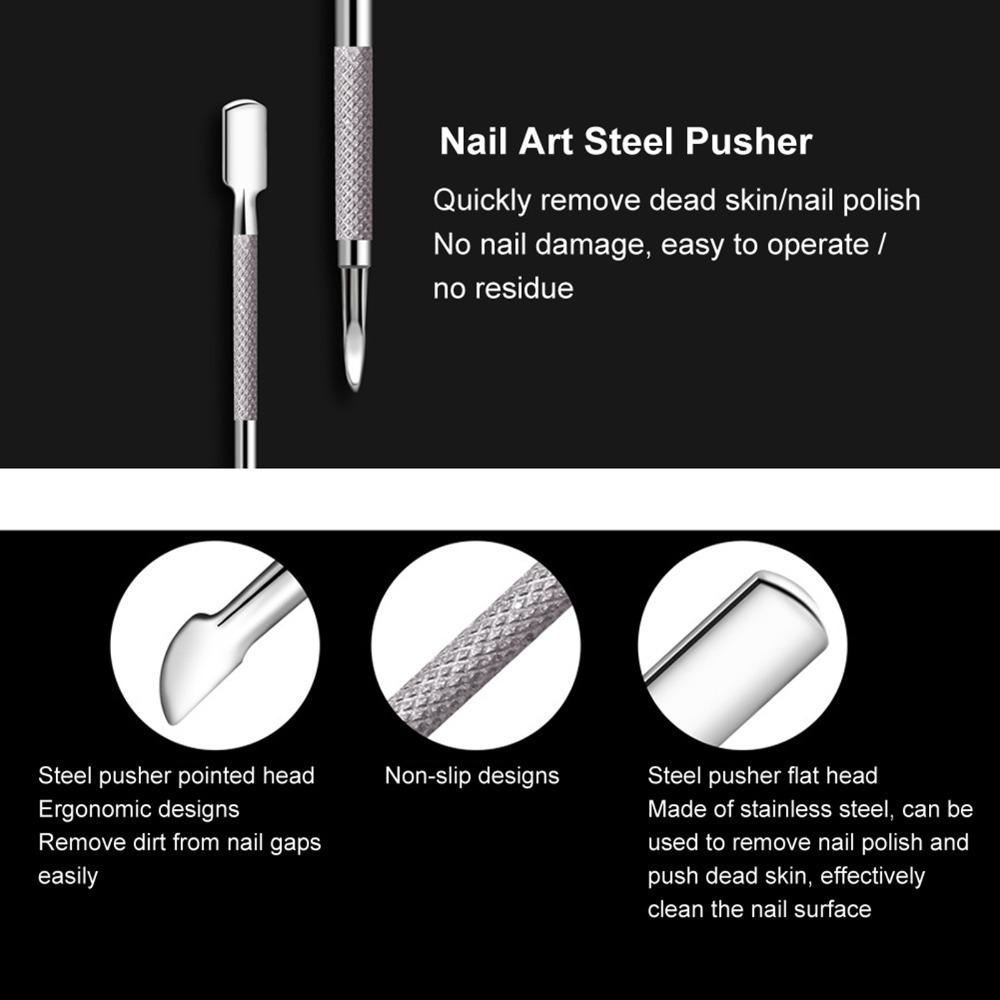 3pcs Silver Cuticle Nippers Dead Skin Pusher Kit For Fingernails