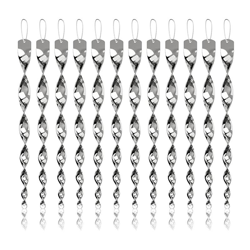 30cm Hanging Bird Repellents 12Pcs Reflective Bird Deterrent Rod Reflective Wind Spiral Hanging Bird Scarer Rods Set Garden Tool