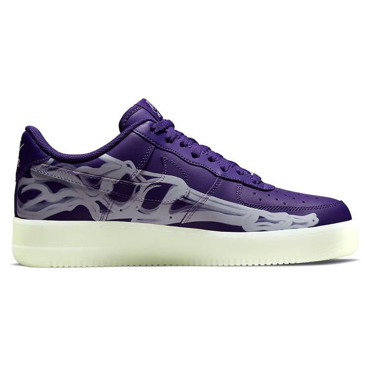 New Nike Air Force 1 Low '07 Qs Purple Skeleton Halloween 2021 CU8067-500