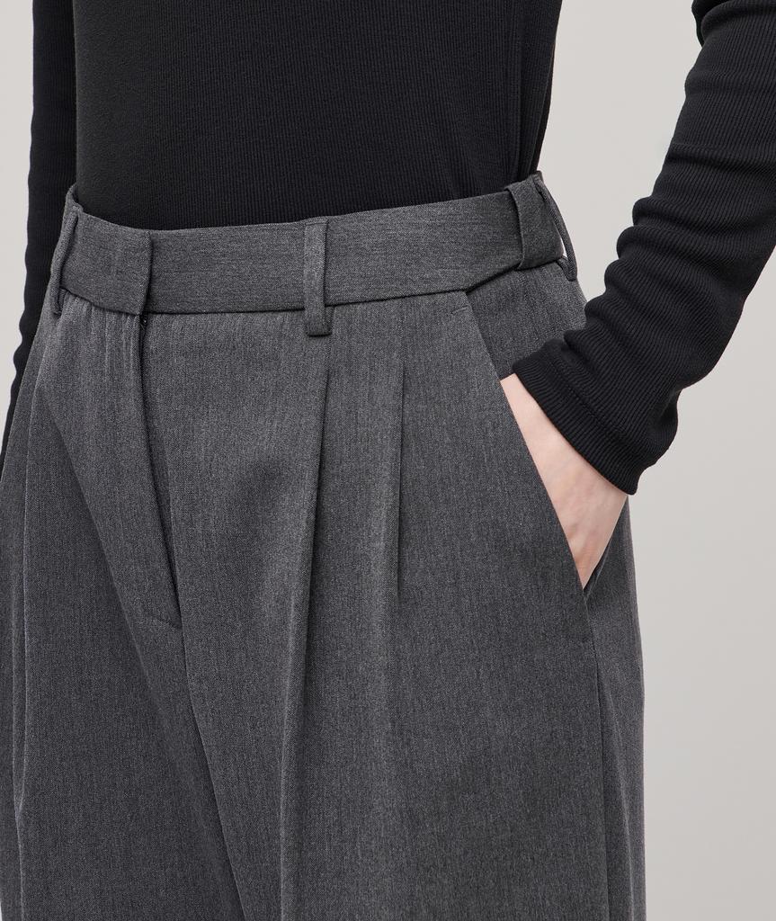 MUSINSA STANDARD WOMAN Women'S High-Waisted Wide Hidden Banding Slacks [Medium Gray]