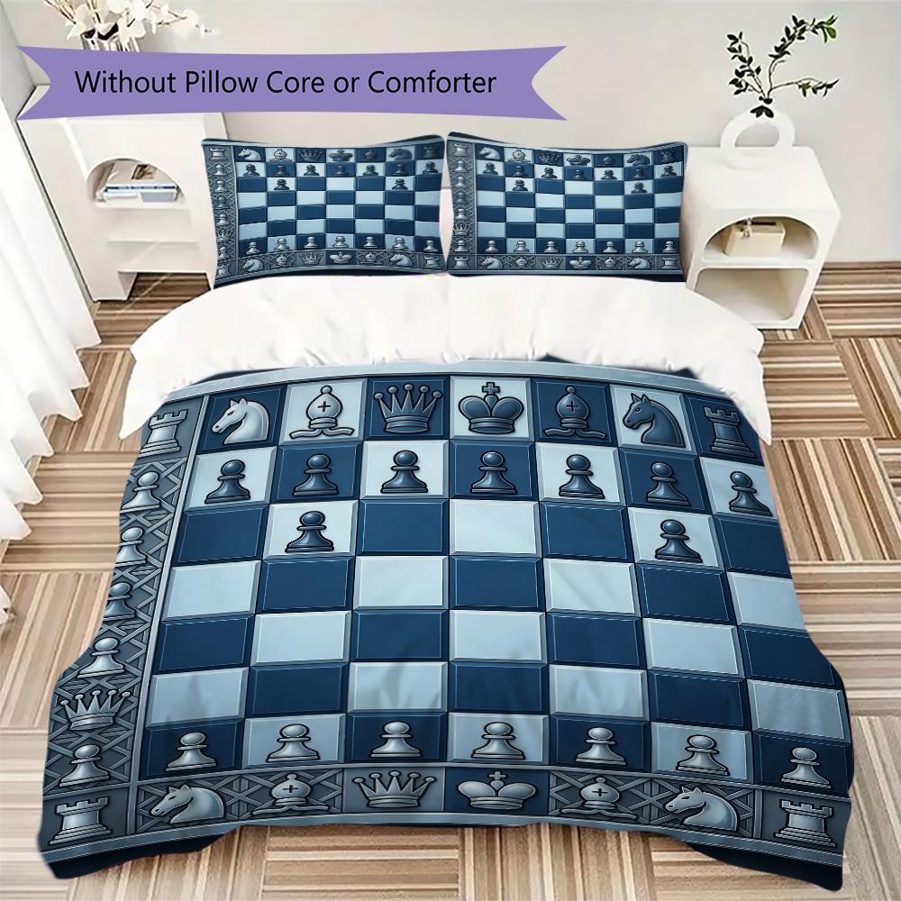 Chess Pattern Bedding Uilt Set Uilt Cover Pillowcase Home Decoration Birthday Gift (1 * Duvet Cover + 2 * Pillowcase Without Core)