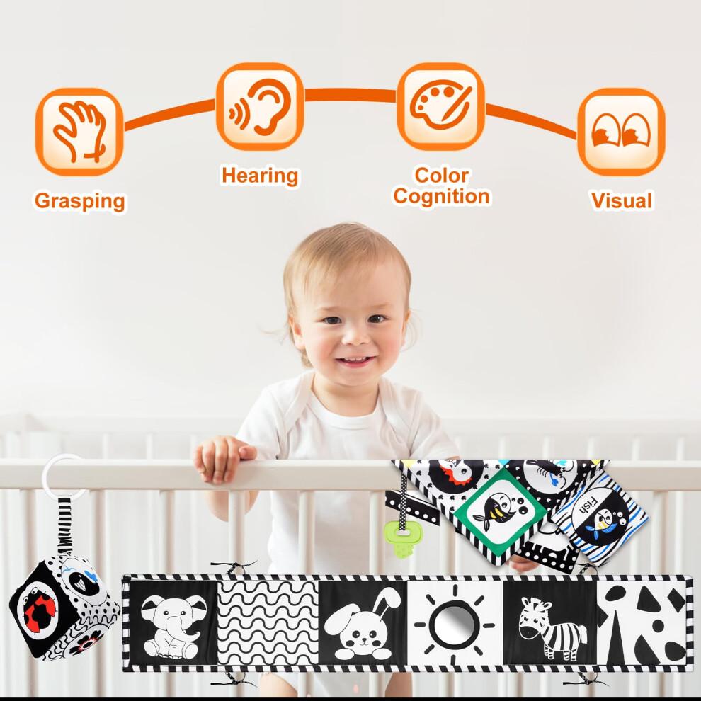 HappyKidsClub Black and White Sensory Toys, Baby Toys 0-6 Months Sensory Toys for Babies 0-3 Months Baby Essentials for Newborn Toys Sensory Soft Book