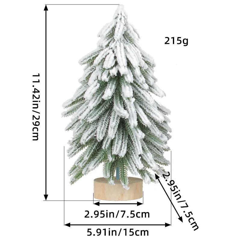Mini Artificial Christmas Tree Frosted Bottle Brush Christmas Tree with Wood Base Pine Tree for Christmas Home Table Top Decor