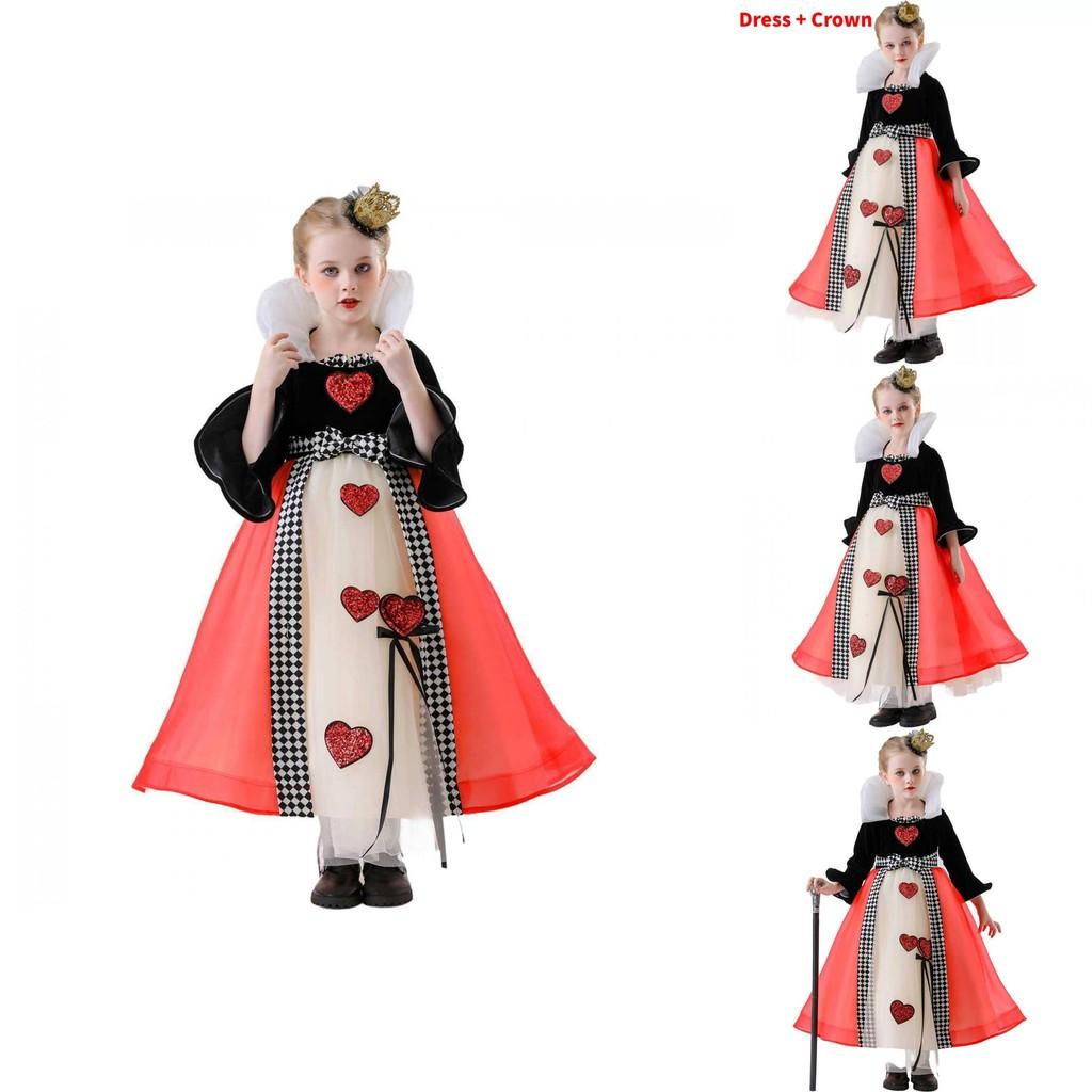 The Red Queen Cosplay Dress For Girls With Tulle Skirt For Halloween Parties