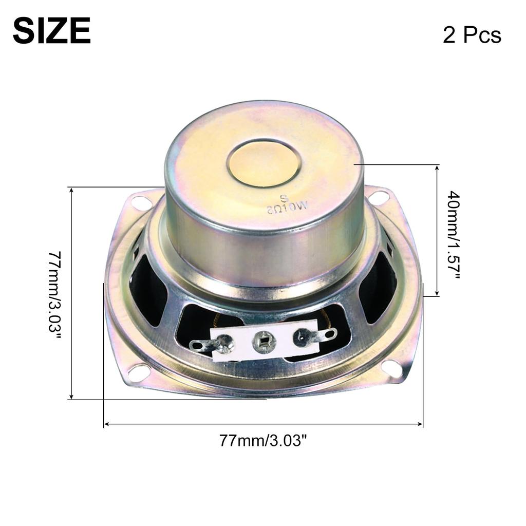 Uxcell 2pcs 10W 8ohm Mini Speakers Metal Shell Square Micro Mini Speakers DVD EVD Multimedia Mobile Portable Advertising Equipment Built-in