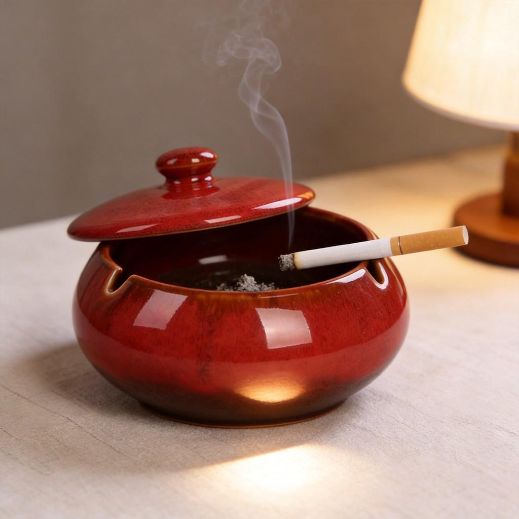Vintage European Ceramic Ashtray With Creative Design For Home Decor And Smoking Lounge