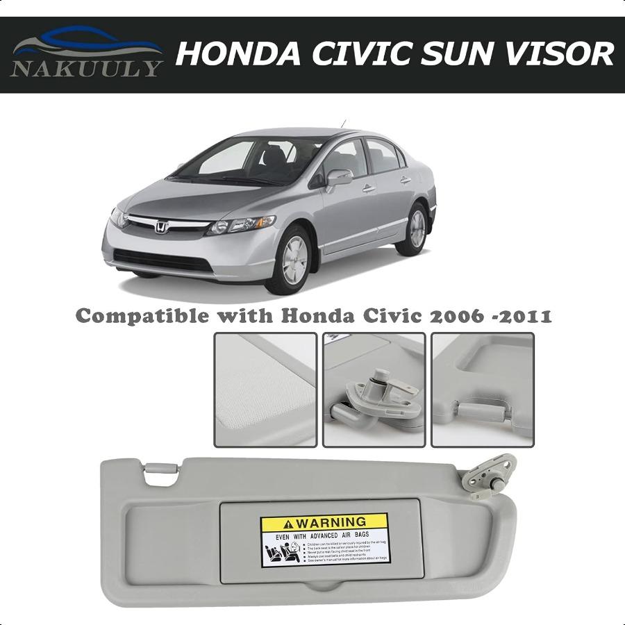 Nakuuly Left Driver and Right Passenger Side Sun Visor Gray Compatible with  Civic 2006 2007 2008 2009 2010 2011 Replaces # 832