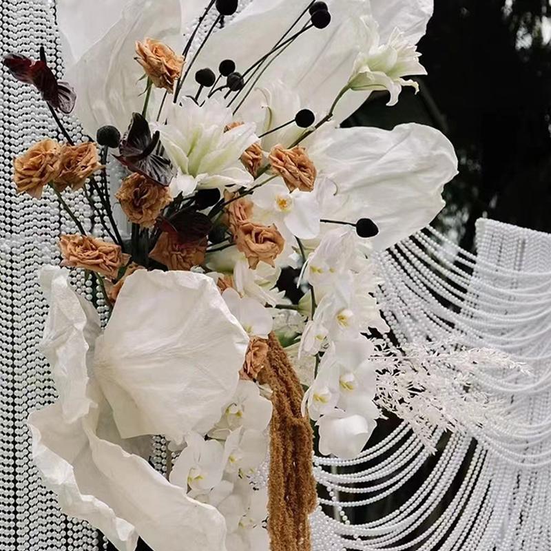 Symulowany łańcuch z pereł 5 metrów/opakowanie Białe Okrągłe Dekoracyjne Łańcuchy Perłowe Dostępne Rozmiary 4/5/6mm Ślubne Materiały DIY Ręcznie Robione ZYF