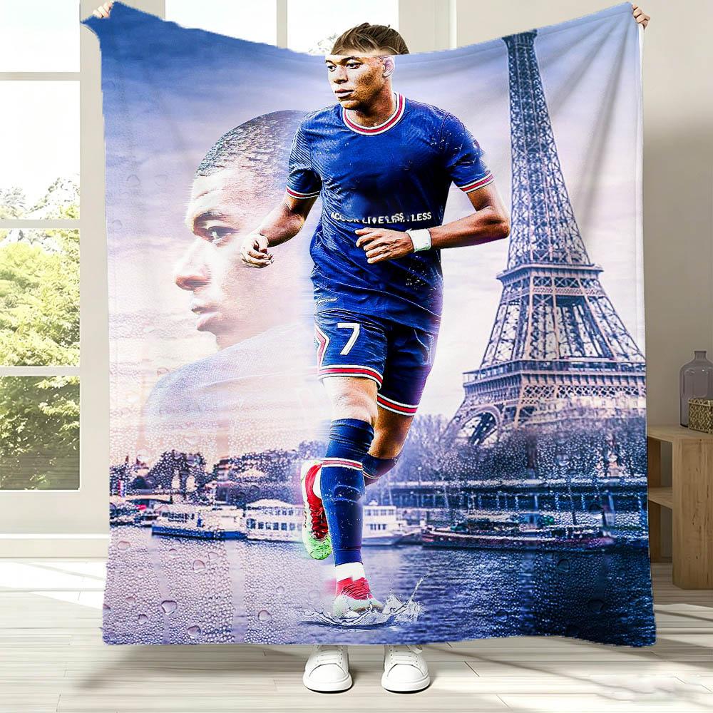 3D Football Star M-MbappeSs Cool Flannel Blanket Soft Throw Blanket Art For Home Decor Bedroom Bed Sofa Cover Picnic Fans Gifts