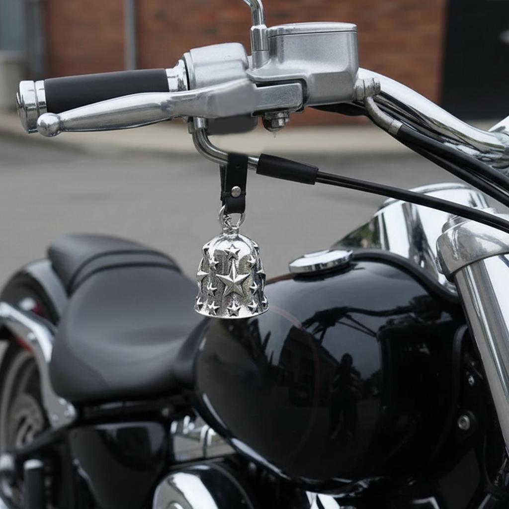 Alloy Motorcycle Bell Embossed Star Sturdy Ornament Motorcycle Riding Bell Keychain Pendant For Boys Women Men Girls Teens