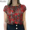 ZANZEA Women Casual Short Sleeve O-neck Summer Floral Print Blouse