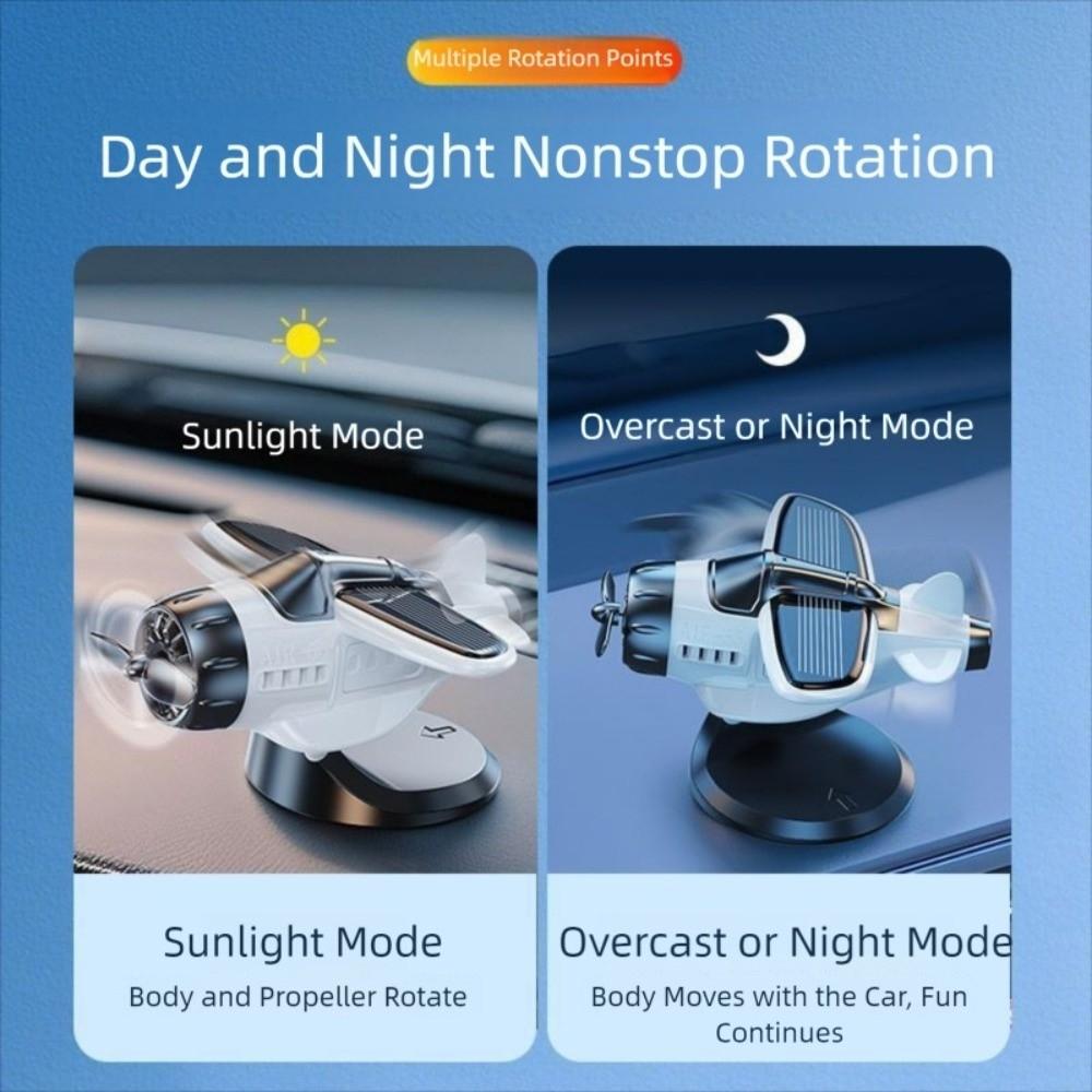 360° Rotary Car Center Console Decorations Solar Powered Aircraft Ornaments  Dashboard Ornament
