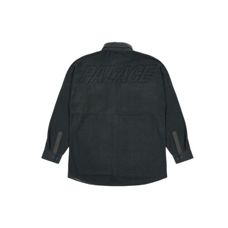 Palace Polar Grid Overshirt With Dual Pocket Long Sleeve Unisex Tops Black P21SHT022