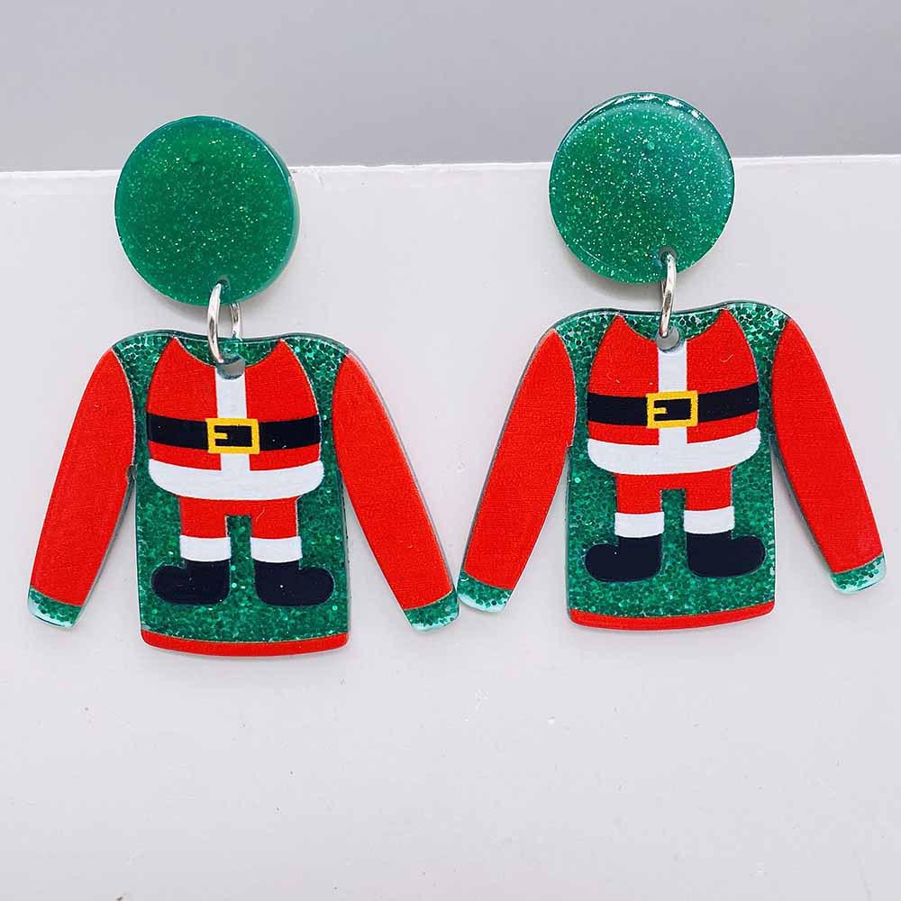 

Christmas Acrylic Earrings: Red Sweater, Fairy Lights, Penguin & Santa Claus Dangles Acrylic