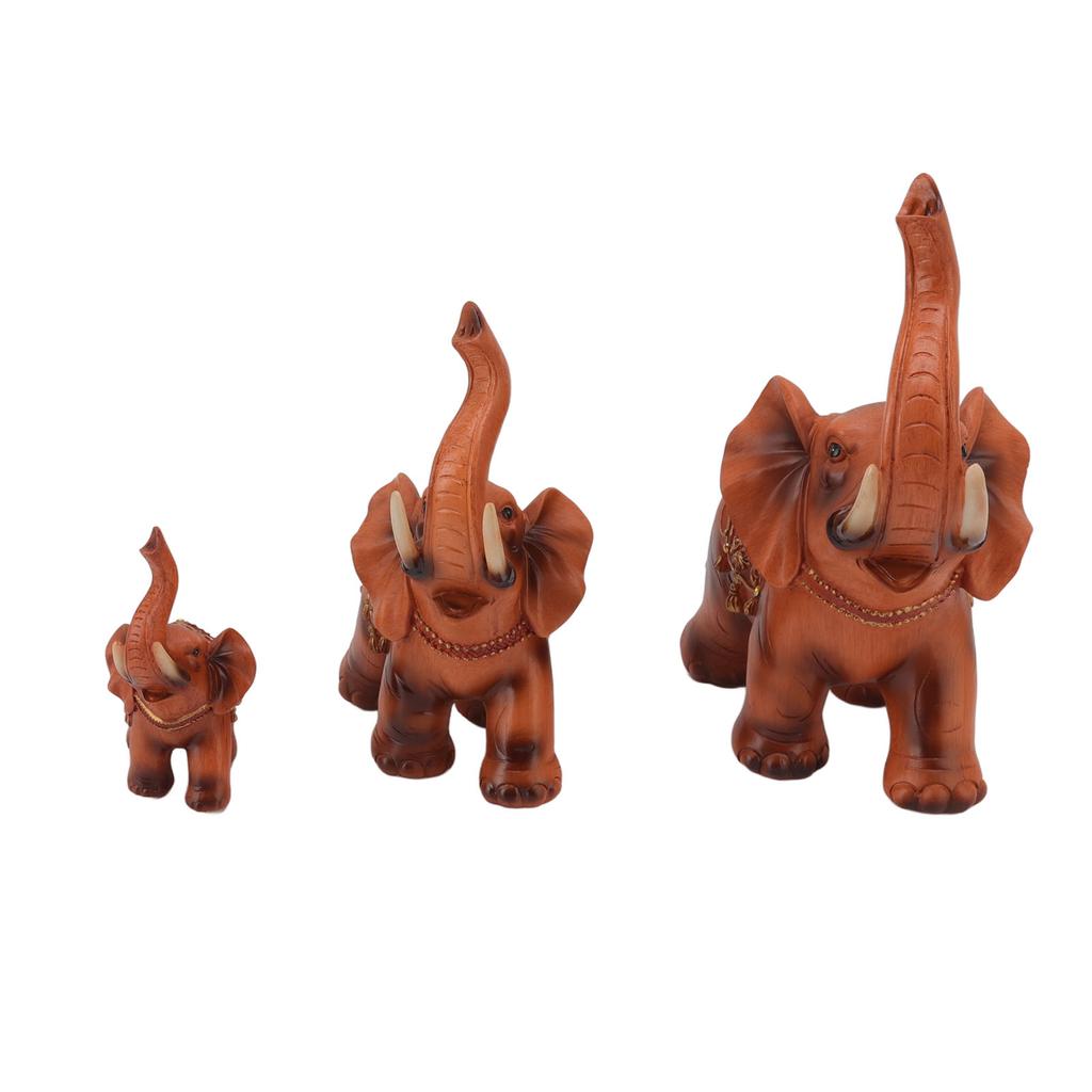 3 st Elefantfigurer Livliga Utsökta Detaljer Elefant Harts Ornament för Hem Kontor Kaféer