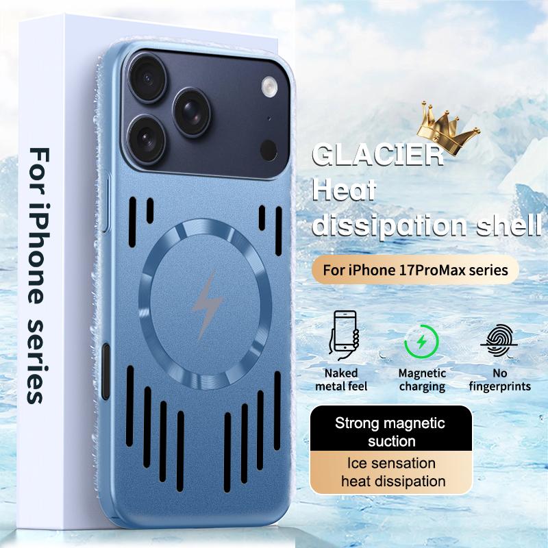 

For Magsafe Heat Dissipation Phone Case for IPhone 17 Air 16 15 14 13 12 Pro Max Magnetic Wireless Charge Hard Shockproof Cover iPhone Air синий