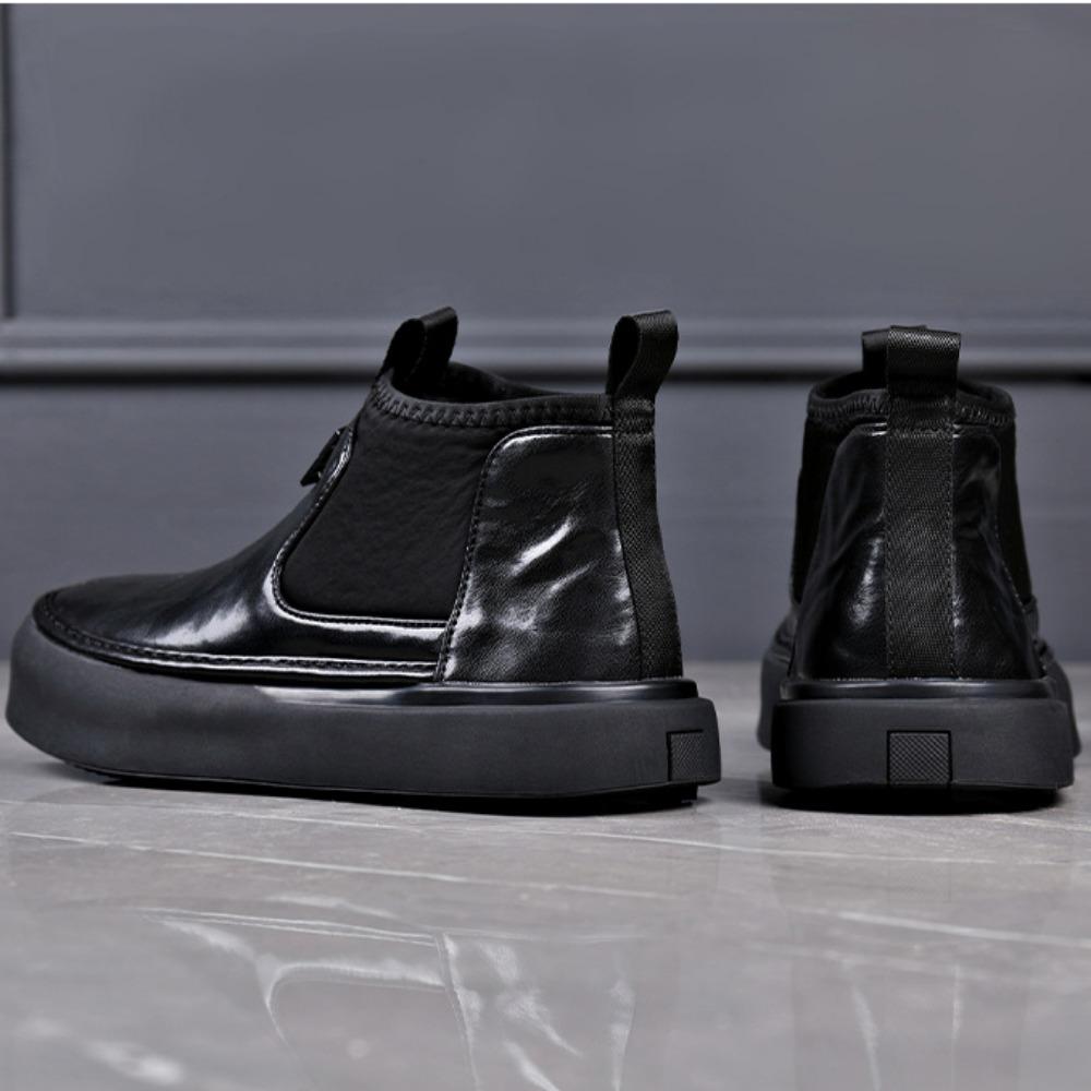 Men's Leather Boots 2024 New Dermis Chelsea Boots Soft Soled Work Boots High Top Shoes Fashion Man Shoes Botas De Trabajo Hombre