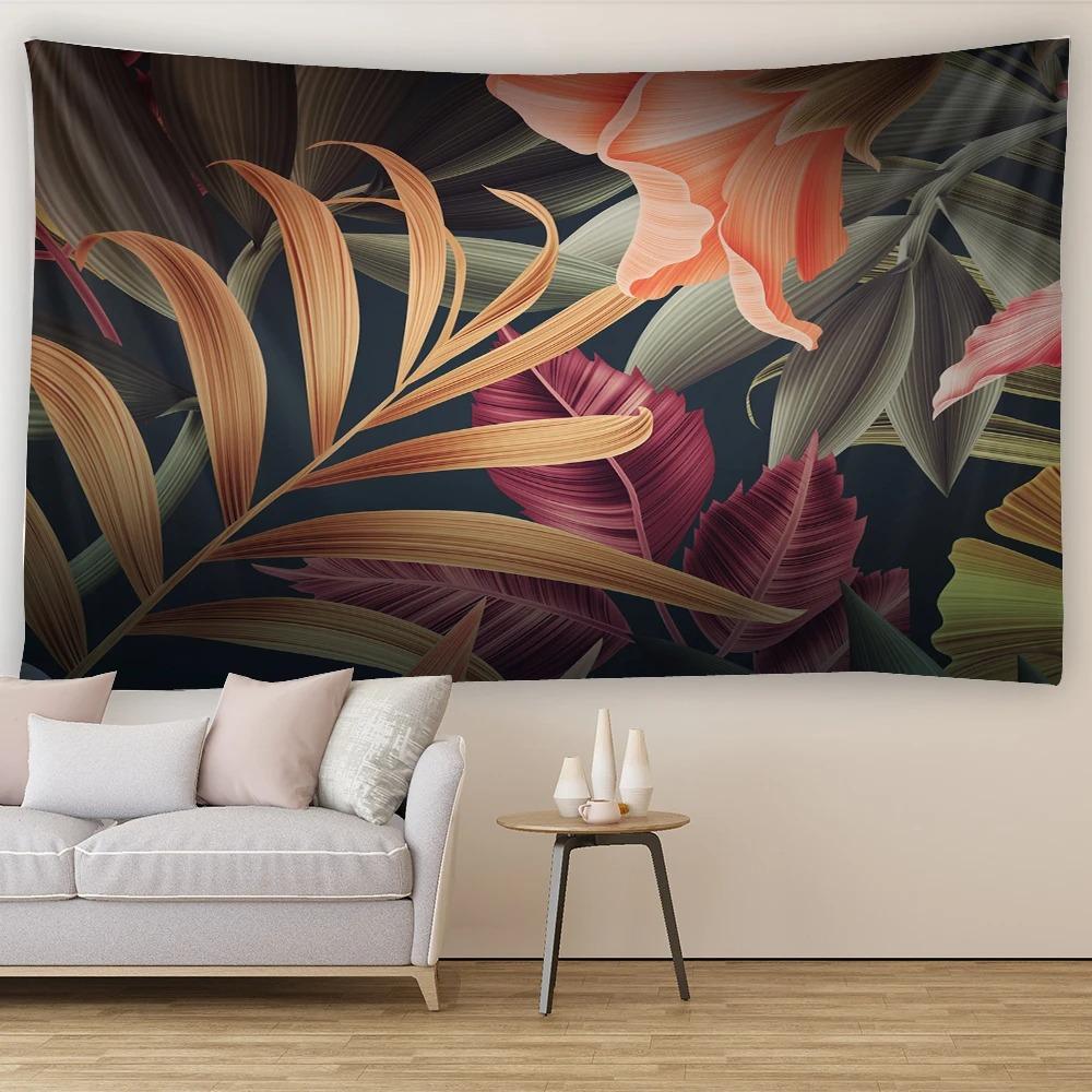 Home Wall Decoration Tapestry Plant Leaves Background Hanging Cloth Office Living Room Tapestry