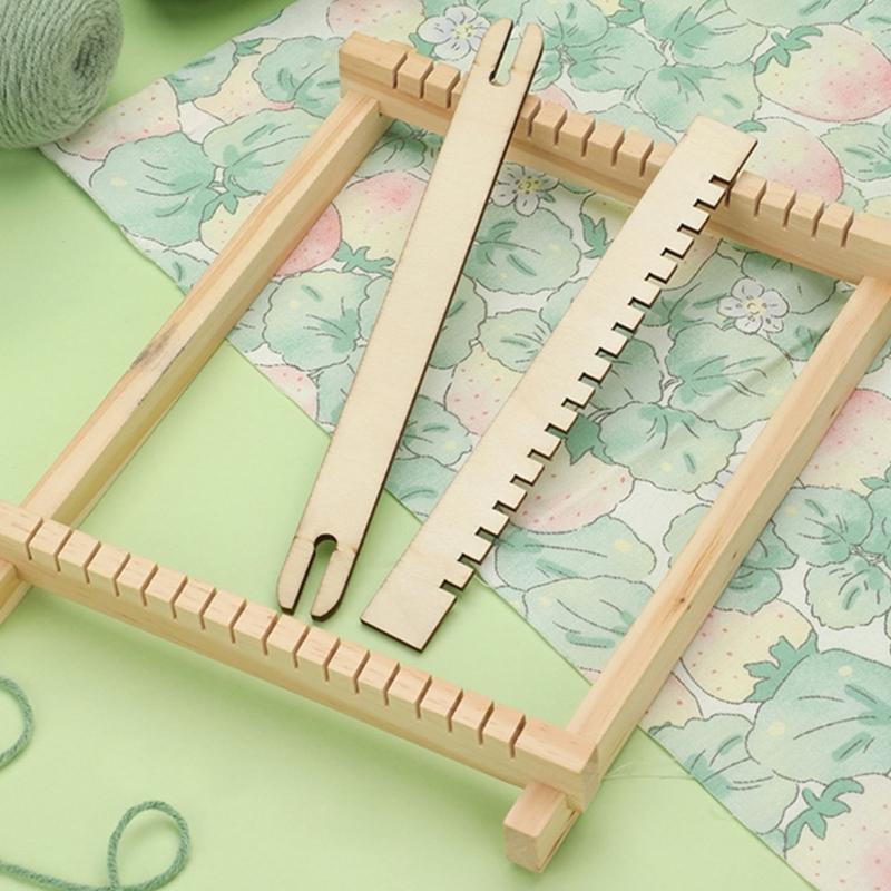 Kleine tragbare Maschine für Kinder Wandteppich-Webspielzeug Buchenholzmaterialien Leicht zu verstauen Pädagogisches Bastelset