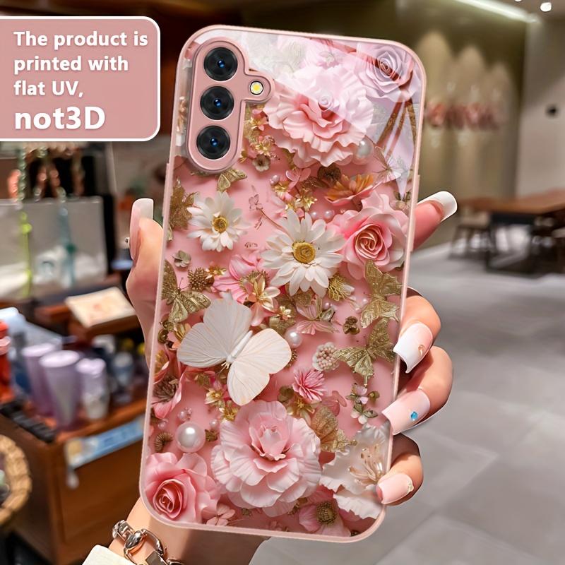 

Pink Rose Hot-selling Exquisite Beautiful PhoneCase Glass PhoneCase for Samsung Galaxy S26 S25 S24 S23 S22 S21 FE,Ultra,Plus For Galaxy S26