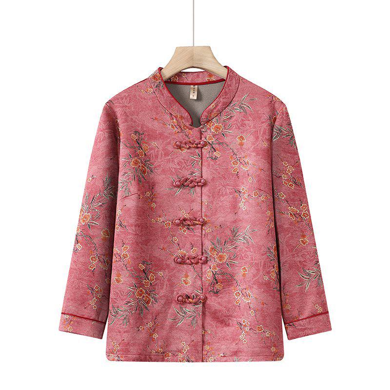 

Grandma Autumn Shirt - Casual Long-Sleeve Jacket for Middle-aged and Elderly Women, Perfect for Spring and Fall XL (Recommended 80-100 jin)