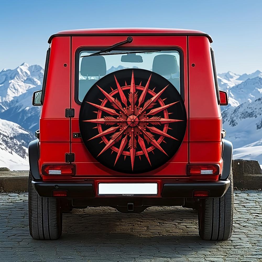 1pc, Universal 14-17 Inch Super Red Blade Compass Tire Cover, Suitable For Off-Road Modification, Outdoor Self-Driving, Trendy P