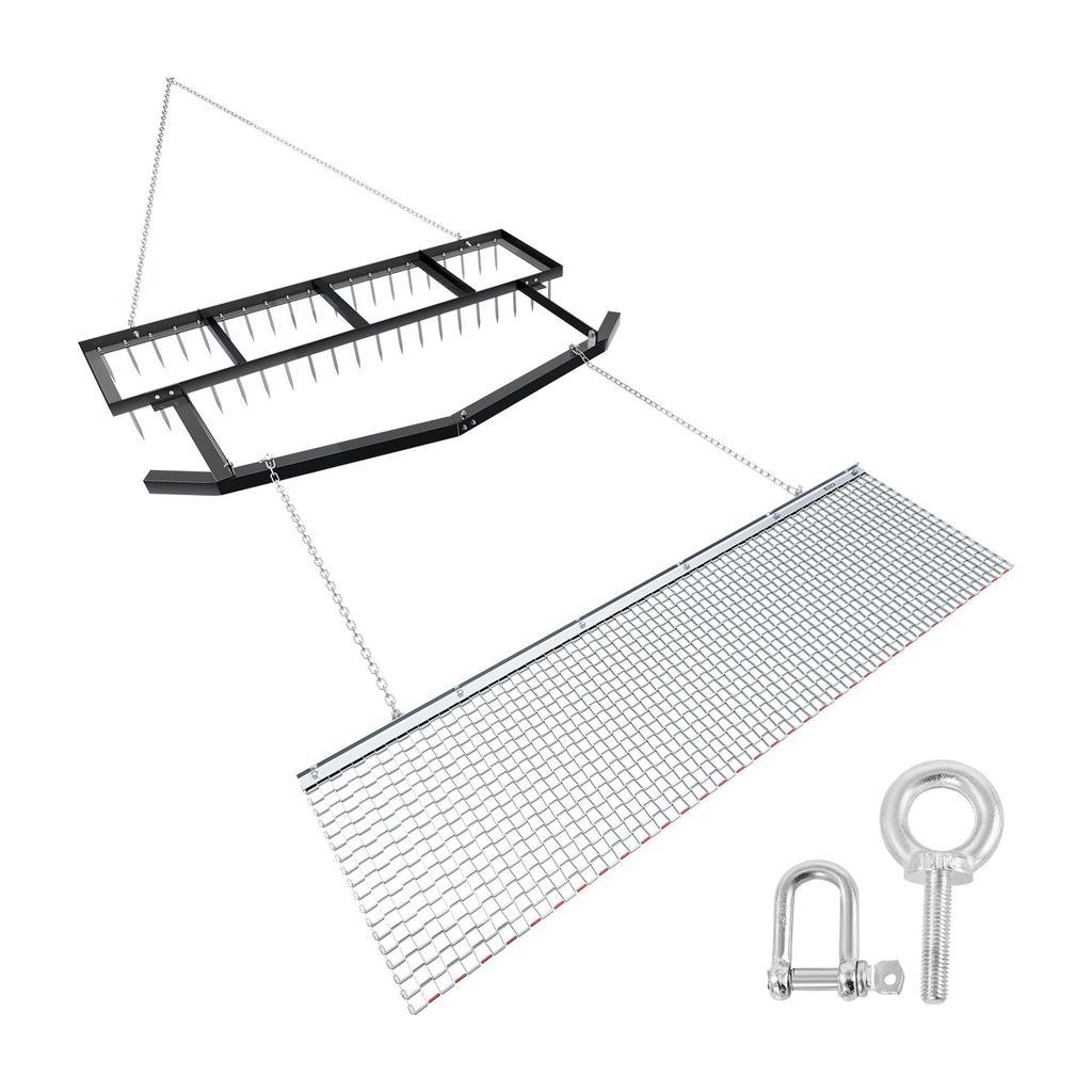 Drag Harrow, 6 Ft Tow-Behind Driveway Grader with Chain Harrow, Adjustable Width & 80lbs Load Capacity, Heavy Duty Lawn Leveling Rake, Fits ATVs UTVs
