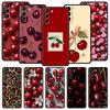 Rode Kersen Zachte Telefoonhoes Voor Samsung Galaxy S25 Edge S24 Plus S23 FE S22 S21 S20 Ultra 5G S10 Zwart Beschermhoes