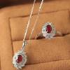 Gemstone Set: Red Zircon Necklace, Versatile Ring, Luxury Stud Earrings