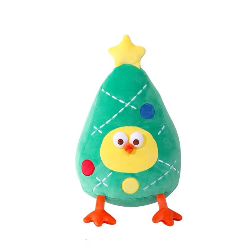 Christmas Holiday Decoration: Tree Plush, Apple Peace Wreath, and Gingerbread Man Throw Pillow.