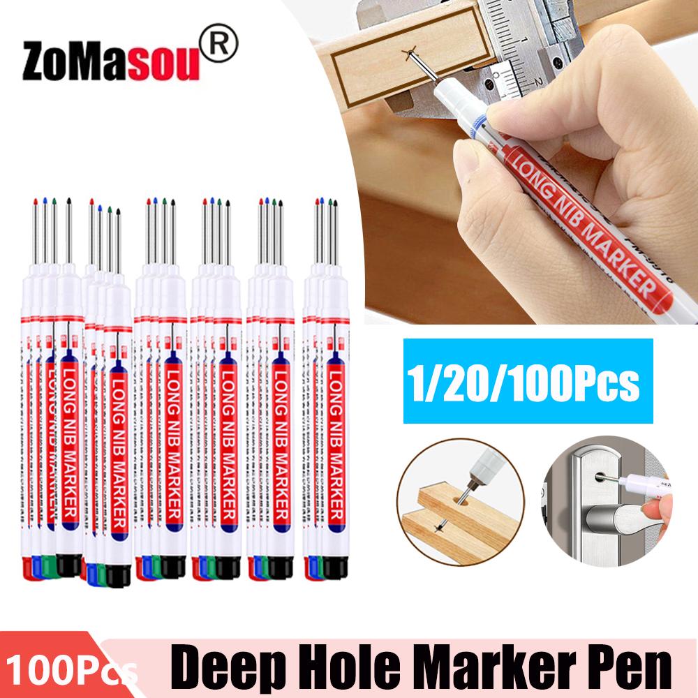 1-100 Stück 20mm Langer Kopf Markerstift Mehrzweck Holzbearbeitung Fliesen Dekoration Tiefloch Marker Stifte Rote/Schwarze/Blaue/Grüne Tinte